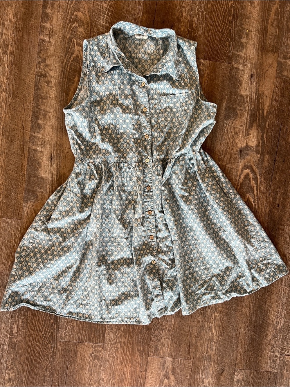 Mata Traders Blue Floral Sleeveless Button-Front Midi Dress